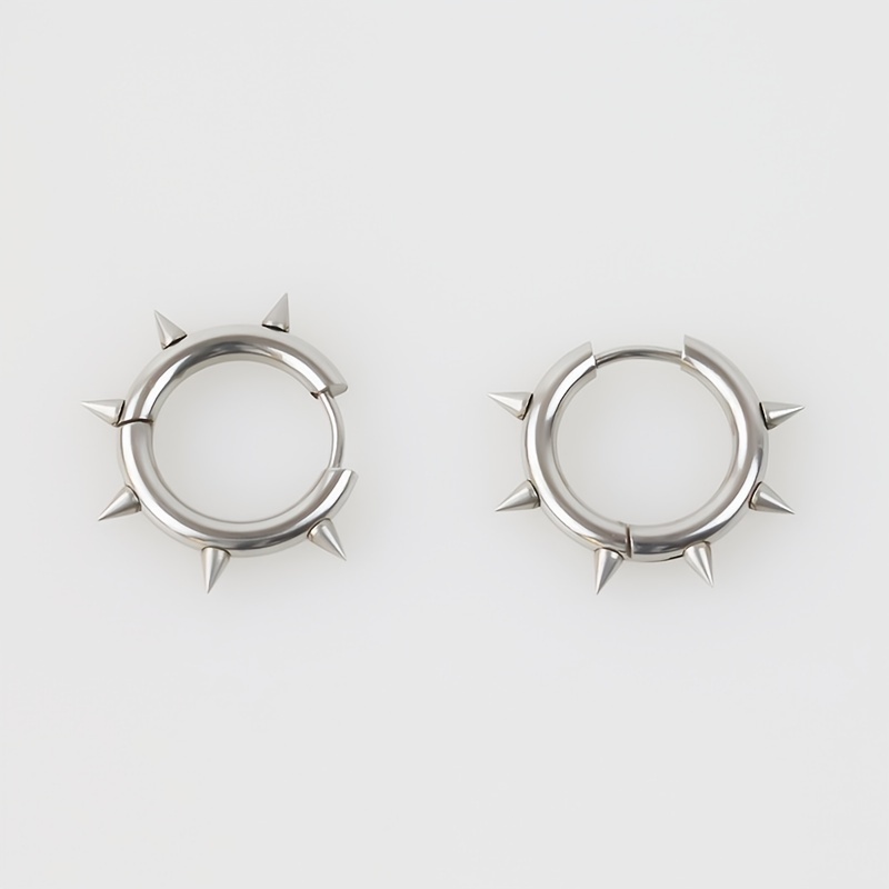 1 Pair Hip-Hop Punk Cool Style Round Stainless Steel None None Earrings display picture 3