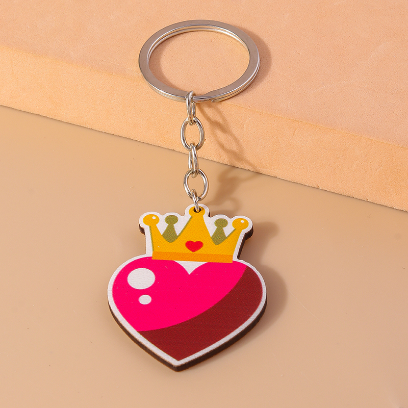 Romantic Heart Shape Wood Zinc Alloy Valentine's Day Keychain display picture 8