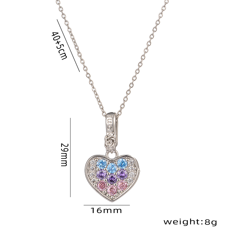 Wholesale Elegant Luxurious Shiny Heart Shape Stainless Steel Plating Inlay 18k Gold Plated Zircon Pendant Necklace display picture 1