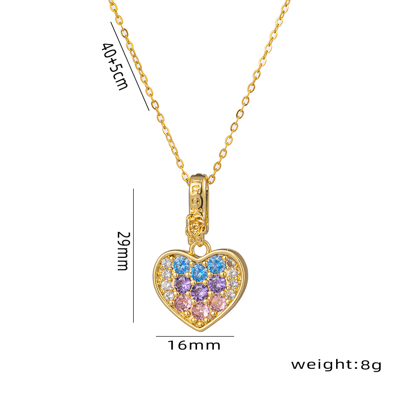 Wholesale Elegant Luxurious Shiny Heart Shape Stainless Steel Plating Inlay 18k Gold Plated Zircon Pendant Necklace display picture 2