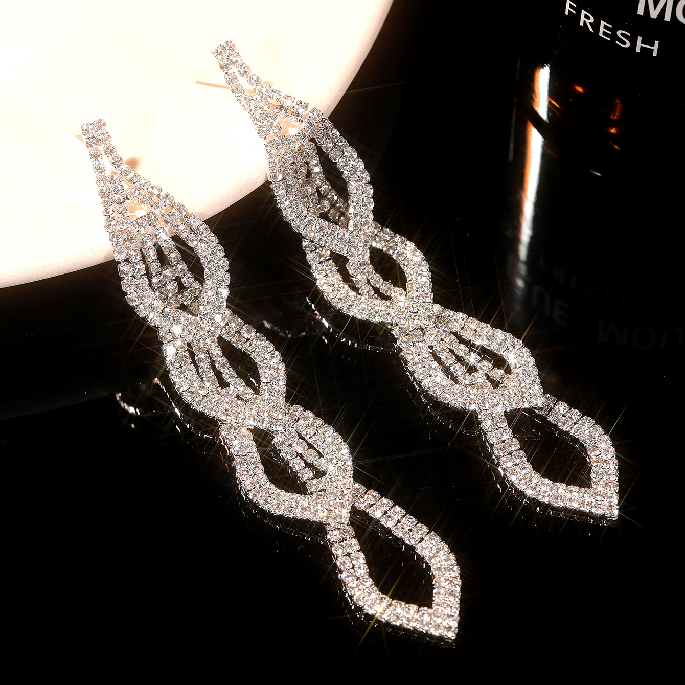 1 Paire Style Simple Commuer Couleur Unie Incruster Alliage Strass Boucles D'oreilles display picture 2