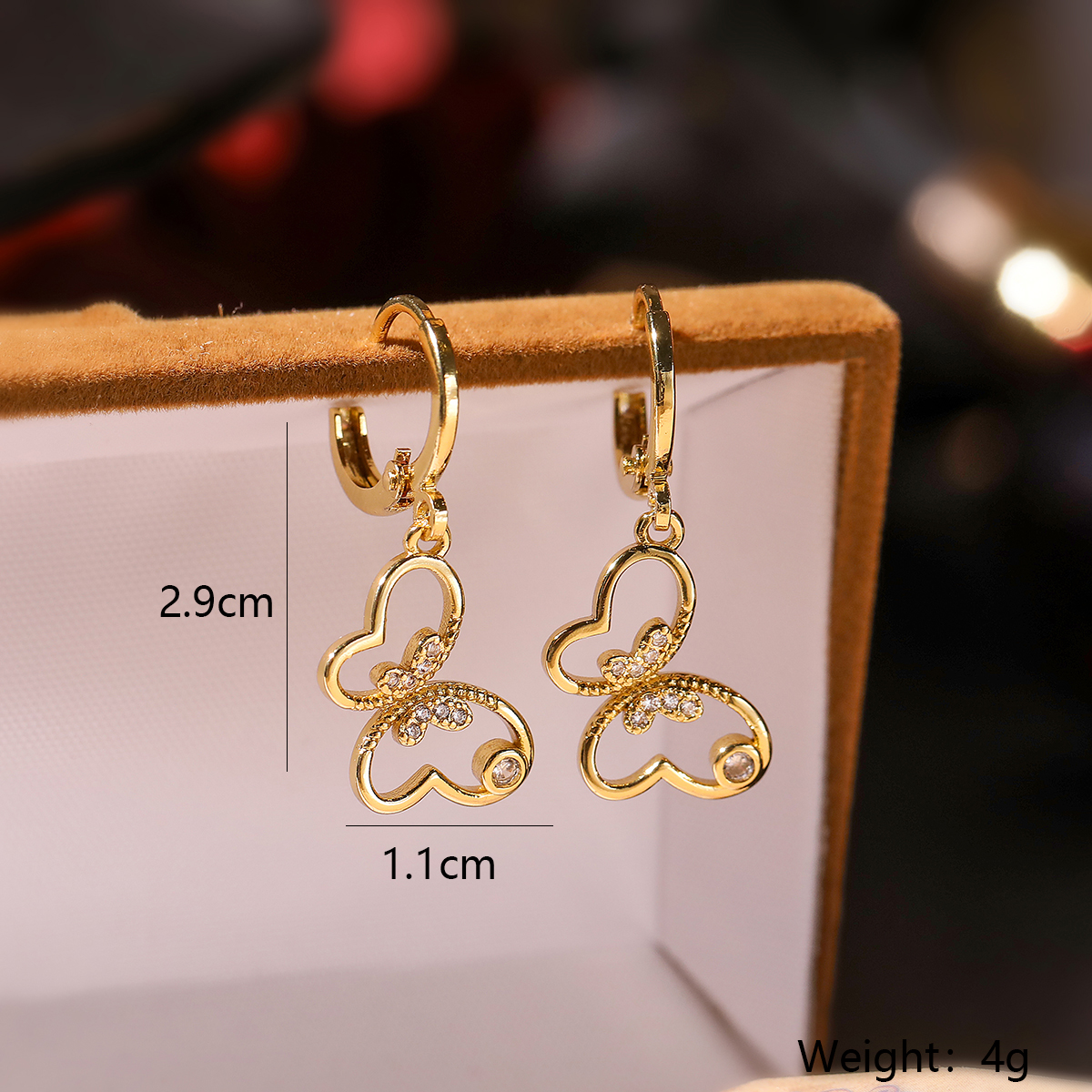 Simple Style Commute Butterfly Copper Plating Inlay Zircon 18k Gold Plated Women's Earrings Necklace display picture 1