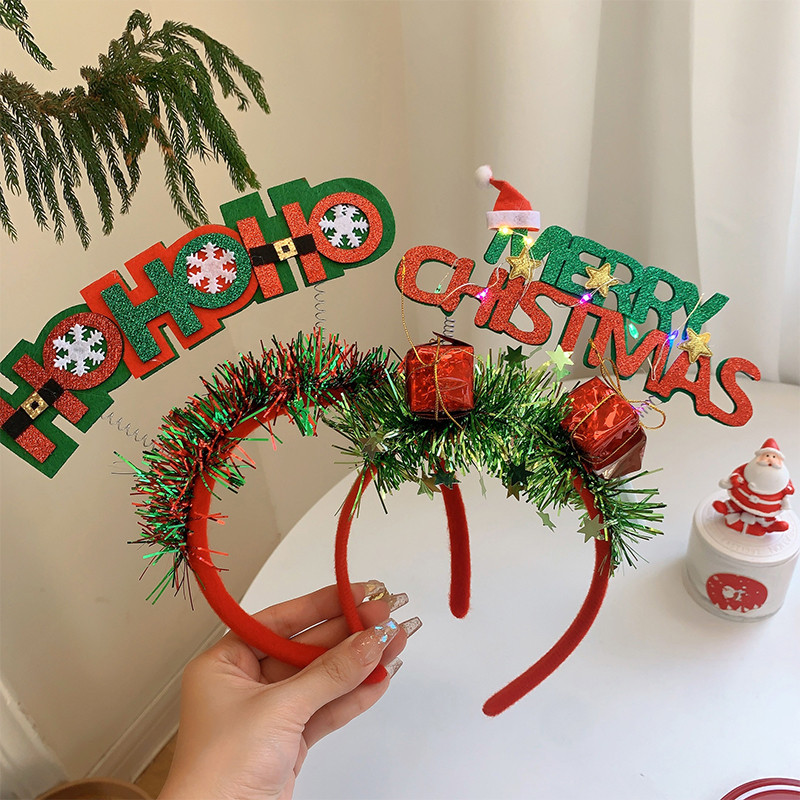 Women's Christmas Classic Style Christmas Tree Letter Cloth Resin Hair Band display picture 6