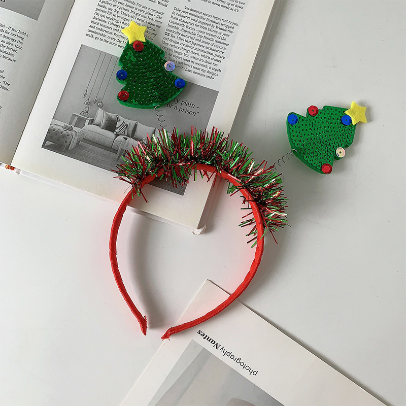 Frau Weihnachten Klassischer Stil Weihnachtsbaum Brief Tuch Harz Haarband display picture 8