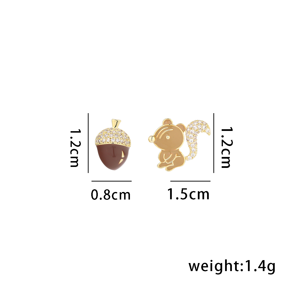 1 Pair Cute Sweet Animal Plating Copper 14k Gold Plated Ear Studs display picture 1