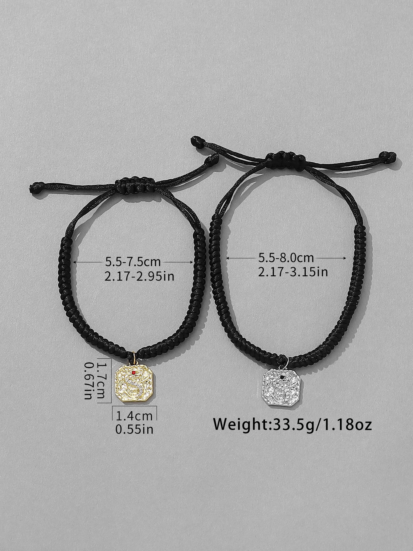 Casual Simple Style Classic Style Heart Shape Symbol Dragon Synthetic Fibre Alloy Rhinestone Inlay Artificial Rhinestones Valentine's Day Couple Drawstring Bracelets display picture 13