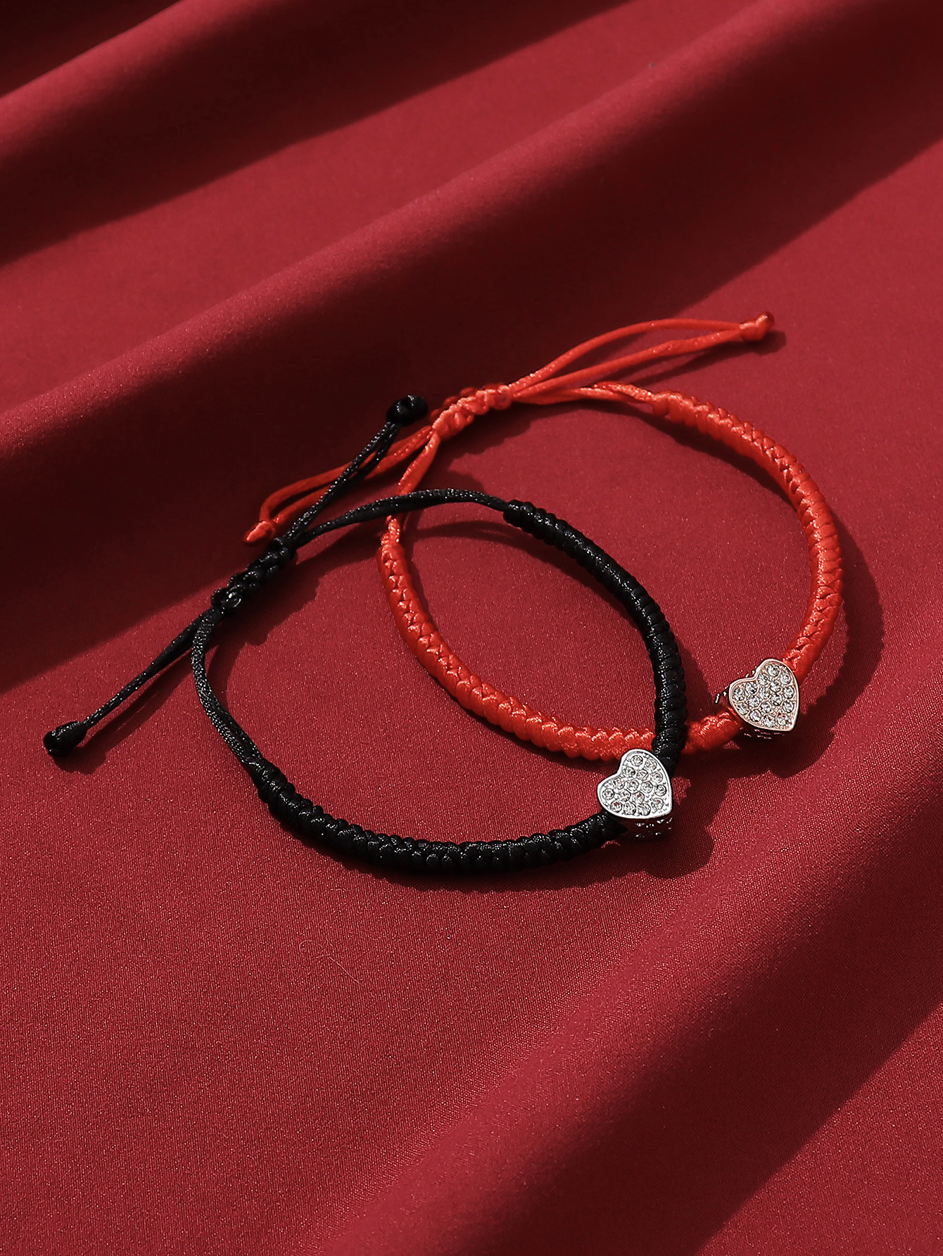 Casual Simple Style Classic Style Heart Shape Symbol Dragon Synthetic Fibre Alloy Rhinestone Inlay Artificial Rhinestones Valentine's Day Couple Drawstring Bracelets display picture 26
