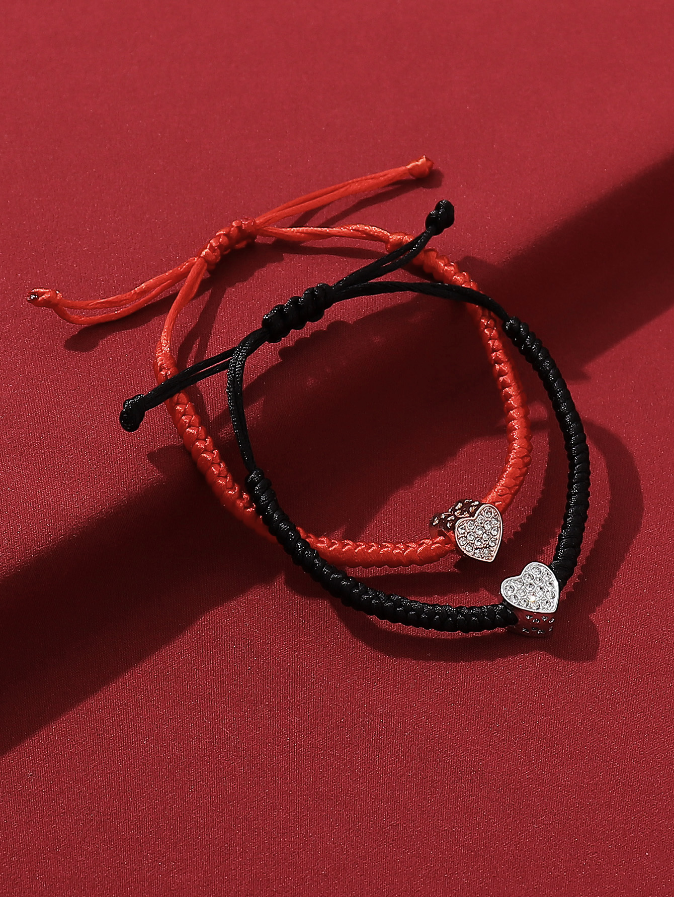 Casual Simple Style Classic Style Heart Shape Symbol Dragon Synthetic Fibre Alloy Rhinestone Inlay Artificial Rhinestones Valentine's Day Couple Drawstring Bracelets display picture 22