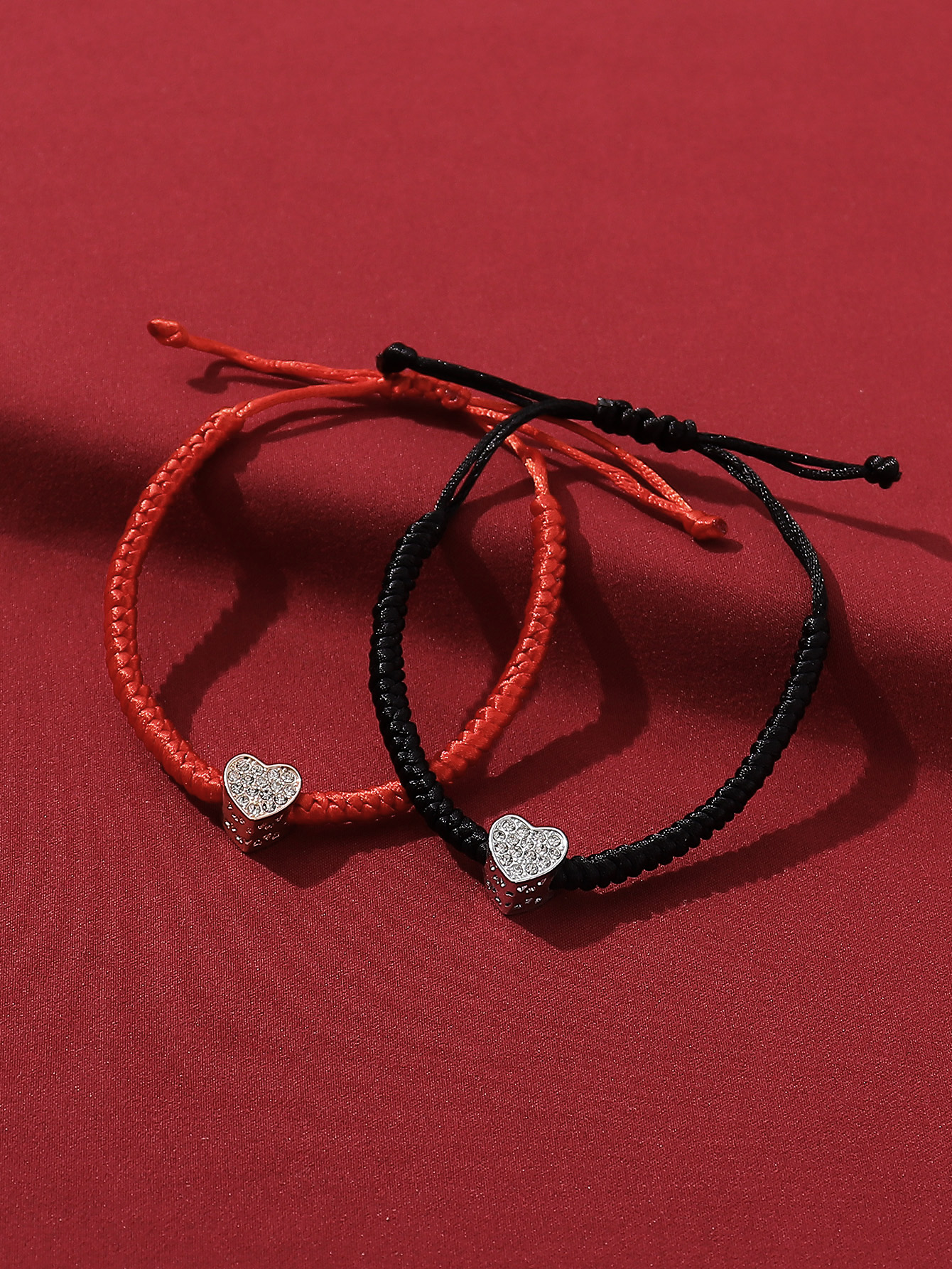Casual Simple Style Classic Style Heart Shape Symbol Dragon Synthetic Fibre Alloy Rhinestone Inlay Artificial Rhinestones Valentine's Day Couple Drawstring Bracelets display picture 29