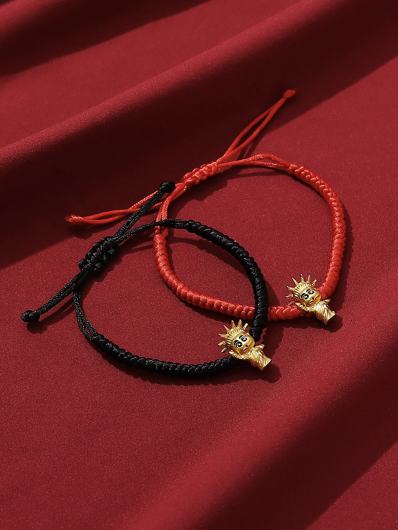 Casual Simple Style Classic Style Heart Shape Symbol Dragon Synthetic Fibre Alloy Rhinestone Inlay Artificial Rhinestones Valentine's Day Couple Drawstring Bracelets display picture 11