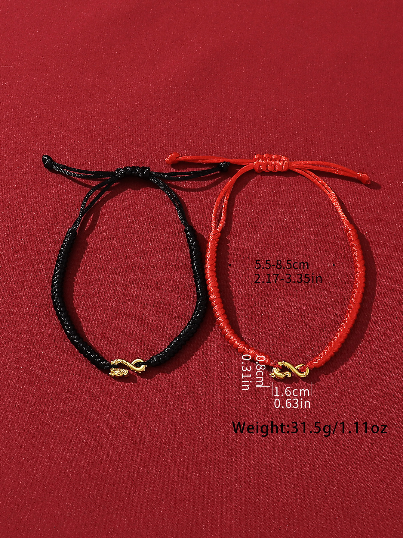 Casual Simple Style Classic Style Heart Shape Symbol Dragon Synthetic Fibre Alloy Rhinestone Inlay Artificial Rhinestones Valentine's Day Couple Drawstring Bracelets display picture 15