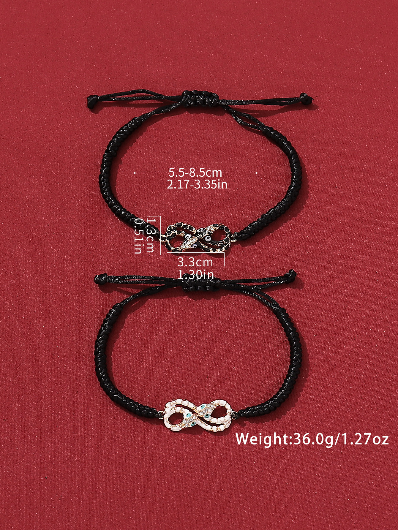 Casual Simple Style Classic Style Heart Shape Symbol Dragon Synthetic Fibre Alloy Rhinestone Inlay Artificial Rhinestones Valentine's Day Couple Drawstring Bracelets display picture 19