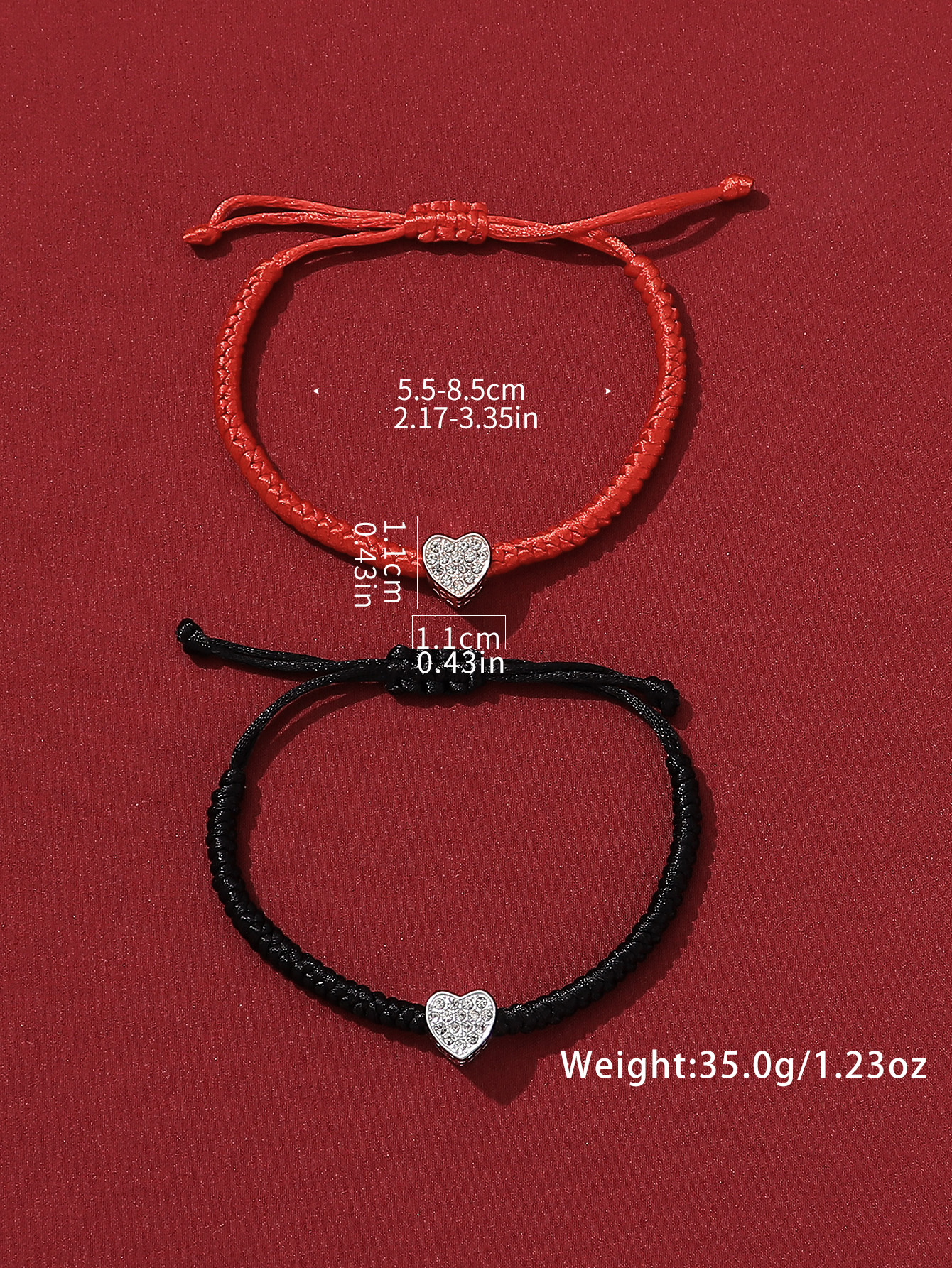 Casual Simple Style Classic Style Heart Shape Symbol Dragon Synthetic Fibre Alloy Rhinestone Inlay Artificial Rhinestones Valentine's Day Couple Drawstring Bracelets display picture 20