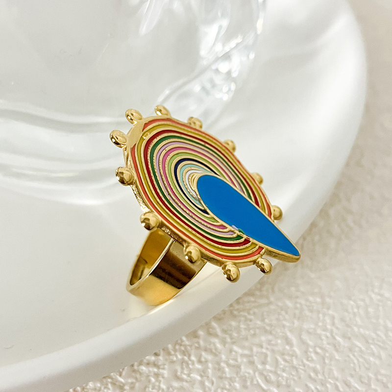 304 Stainless Steel 14K Gold Plated Elegant Lady Simple Style Enamel Plating Water Droplets Open Rings display picture 4