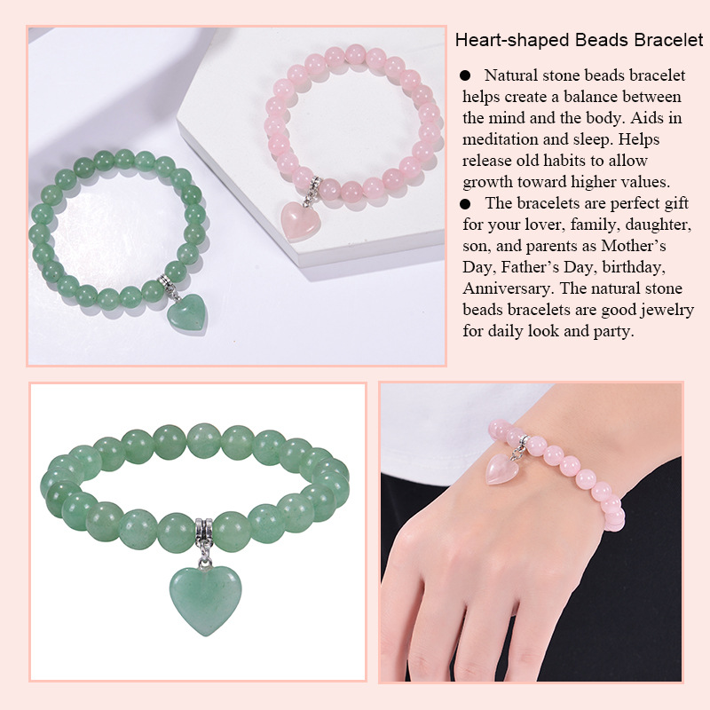 Casual Classic Style Heart Shape Natural Stone Wholesale Bracelets display picture 2