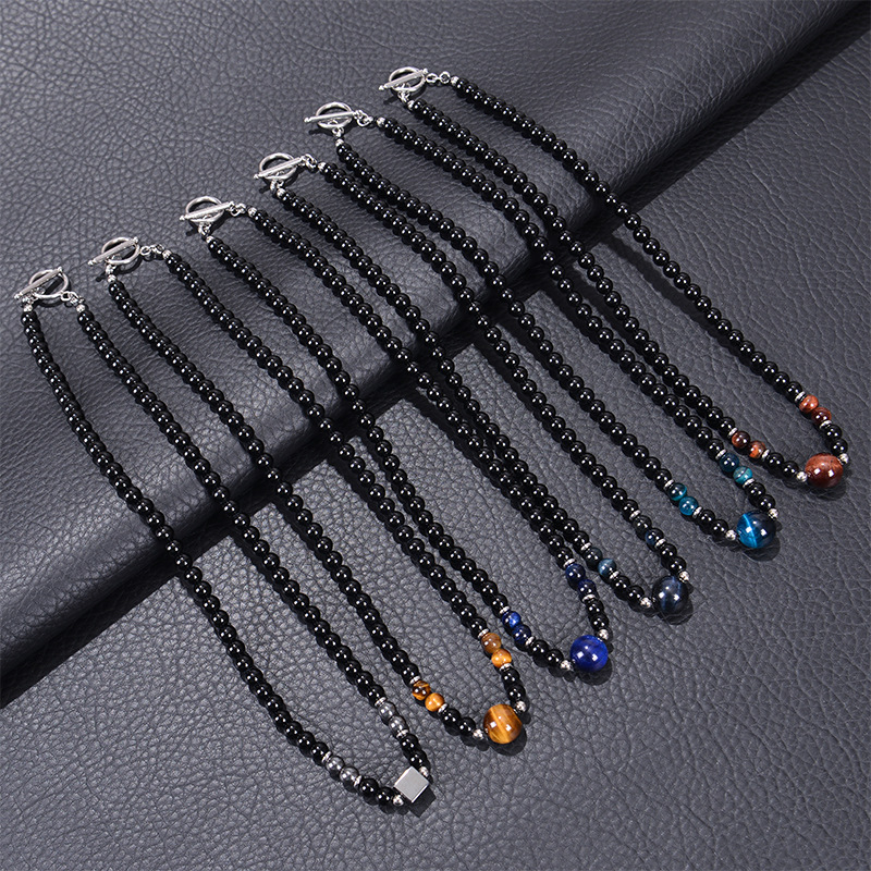 Moderner Stil Strassenmode Geometrisch Tigerauge Obsidian Unisex Halskette display picture 3