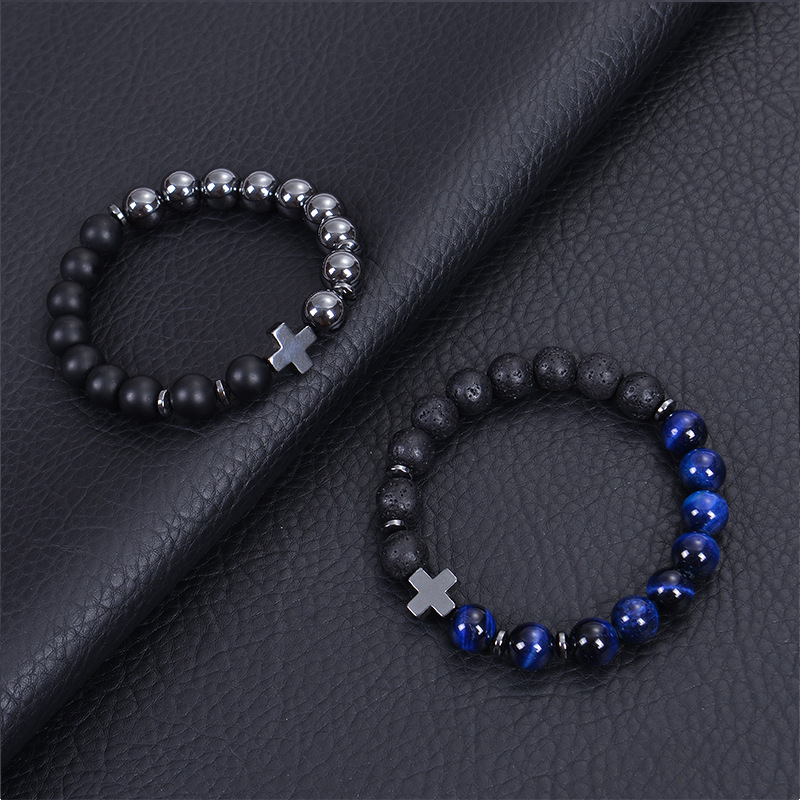 Classic Style Streetwear Geometric Cross Natural Stone Men's Bracelets display picture 4