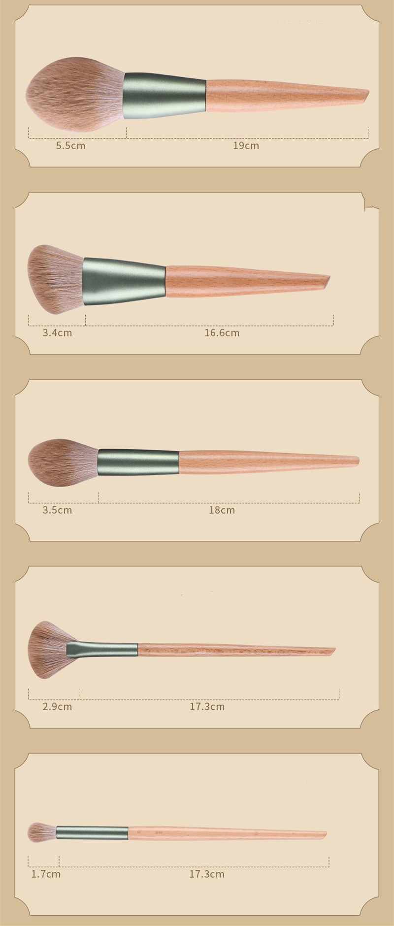 Simple Style Artificial Fiber Wood Aluminum Wooden Handle Makeup Brushes Makeup Tool Sets display picture 14