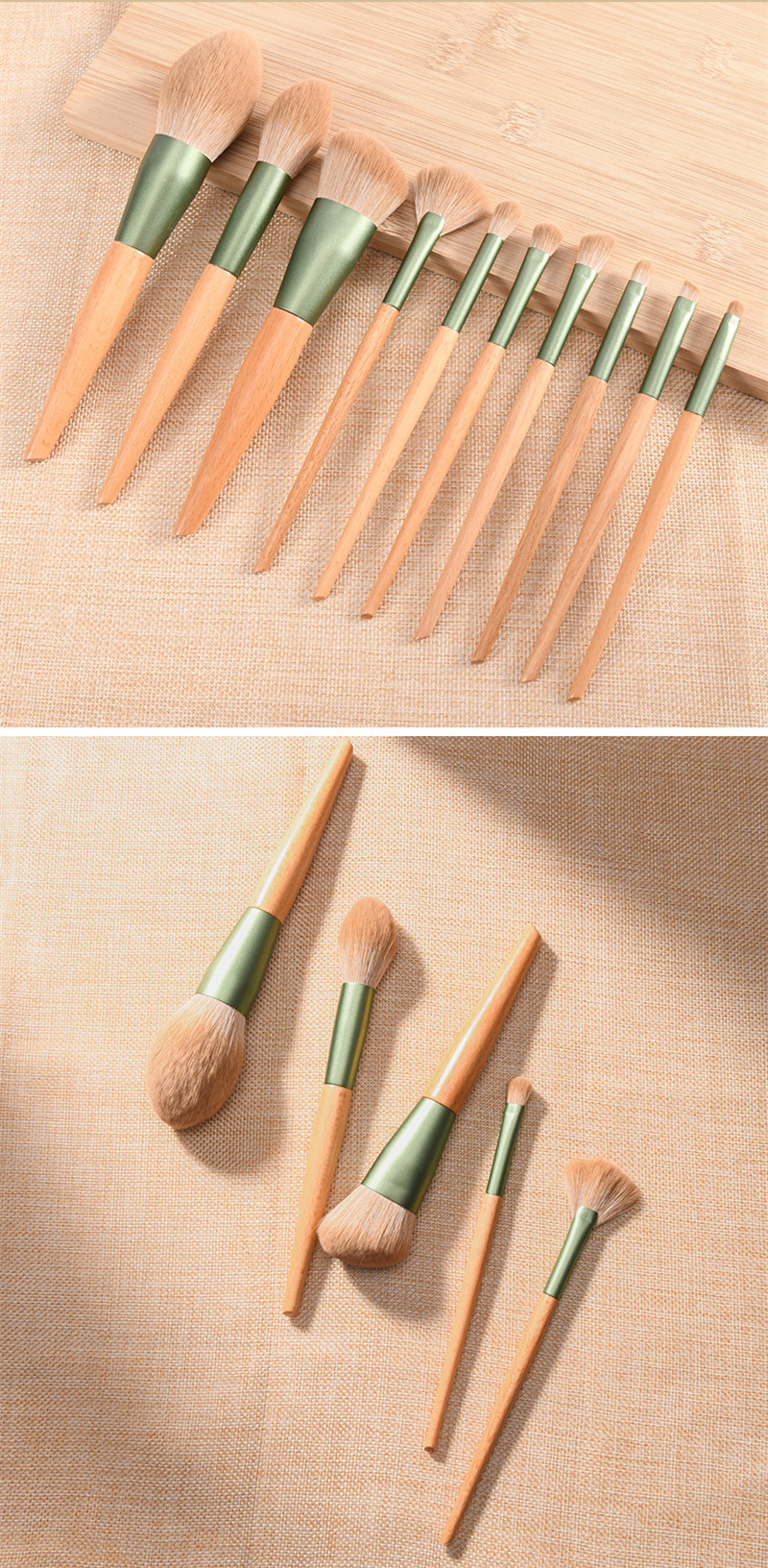Simple Style Artificial Fiber Wood Aluminum Wooden Handle Makeup Brushes Makeup Tool Sets display picture 15