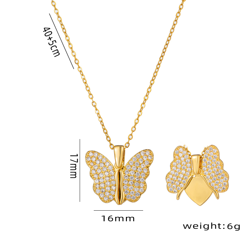 Wholesale Ig Style French Style Korean Style Butterfly Stainless Steel Plating Inlay 18k Gold Plated Zircon Pendant Necklace display picture 1