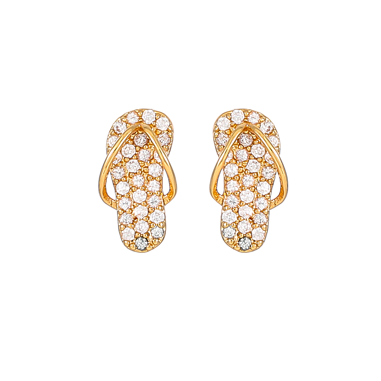 1 Pair Cute Simple Style Shiny Slippers Inlay Copper Zircon Gold Plated Ear Studs display picture 1