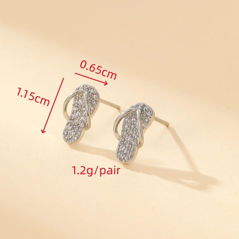 1 Pair Cute Simple Style Shiny Slippers Inlay Copper Zircon Gold Plated Ear Studs display picture 4