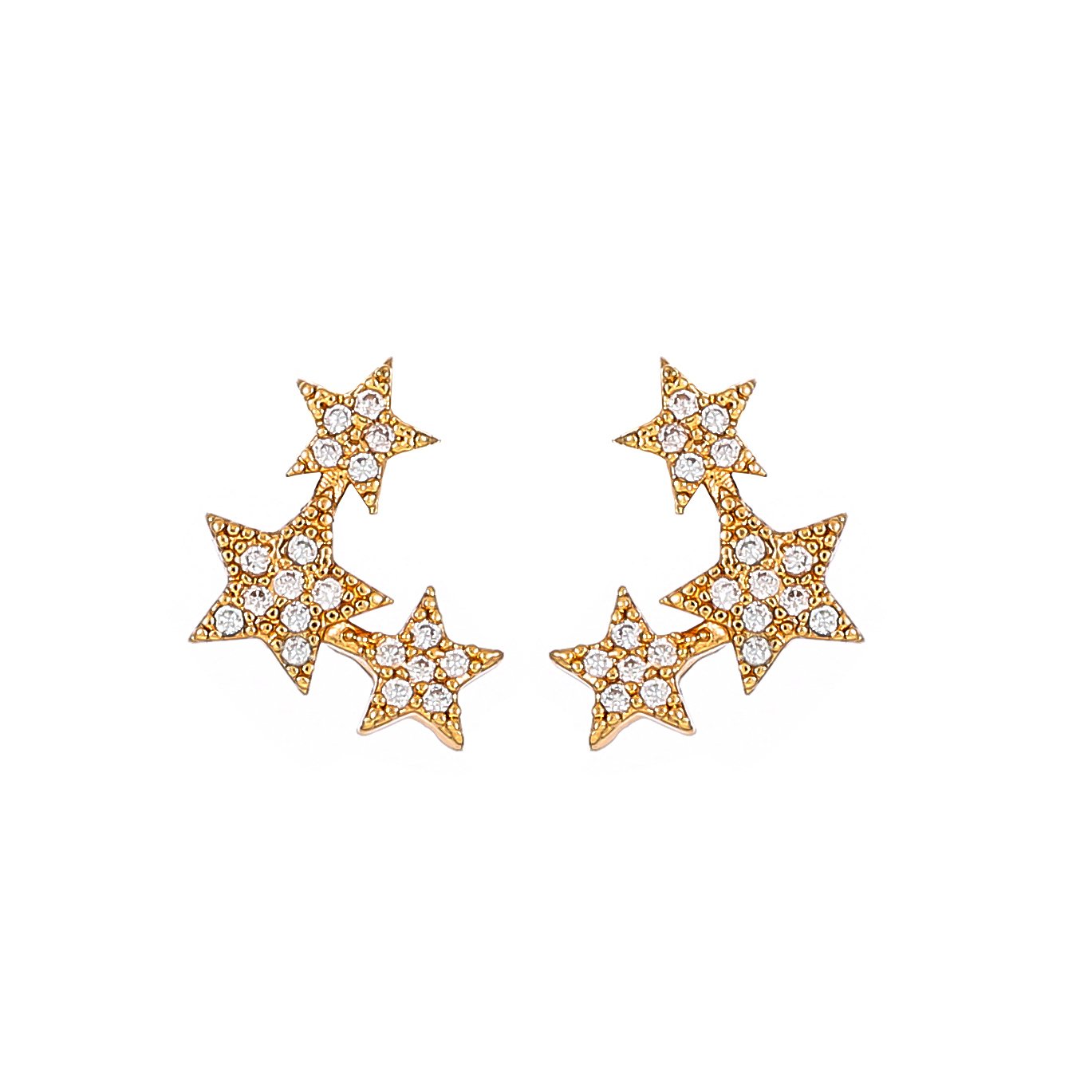 1 Pair Simple Style Classic Style Shiny Star Inlay Copper Zircon Gold Plated Ear Studs display picture 1