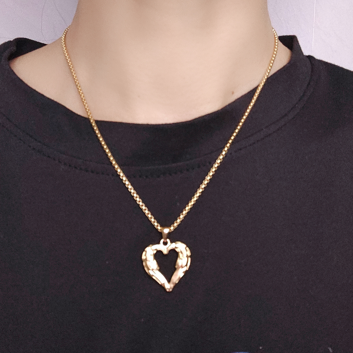 Stainless Steel Vintage Style Simple Style Plating Heart Shape Pendant Necklace display picture 5