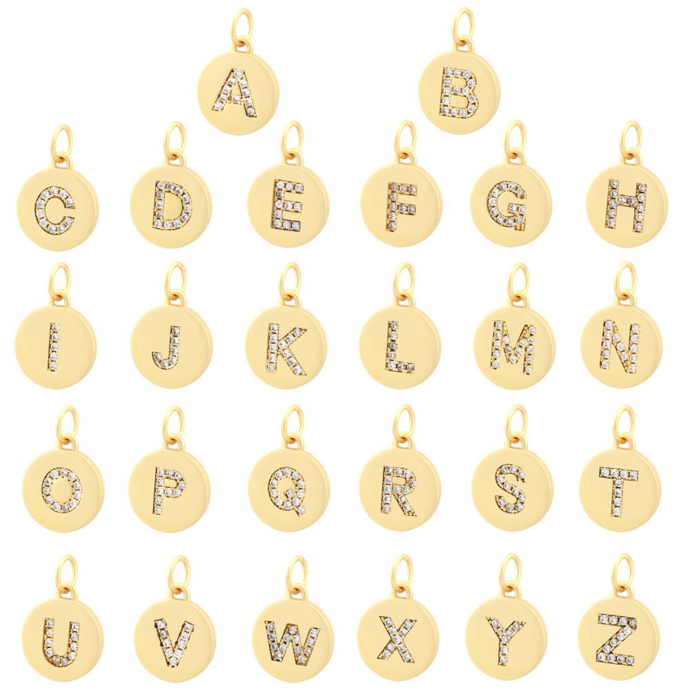 Simple Style Letter Copper Plating Inlay Zircon 18k Gold Plated Charms display picture 3