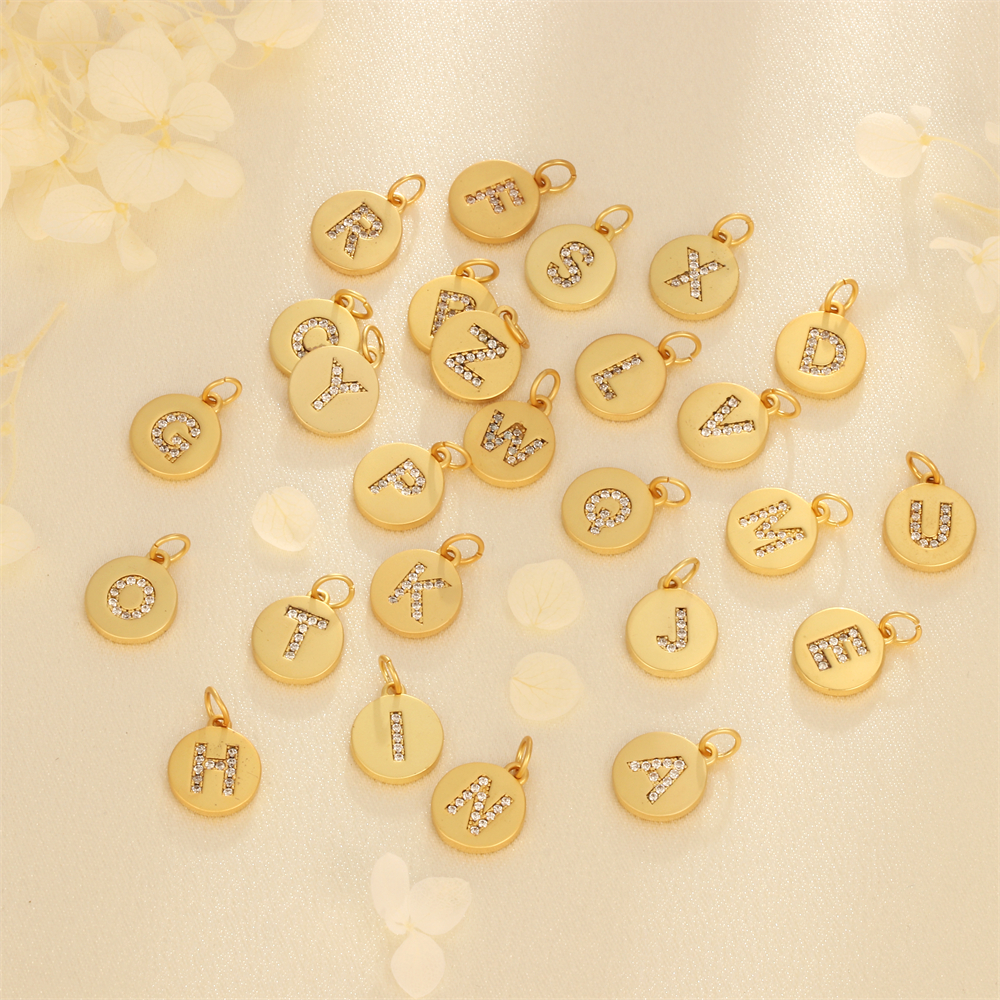 Simple Style Letter Copper Plating Inlay Zircon 18k Gold Plated Charms display picture 2