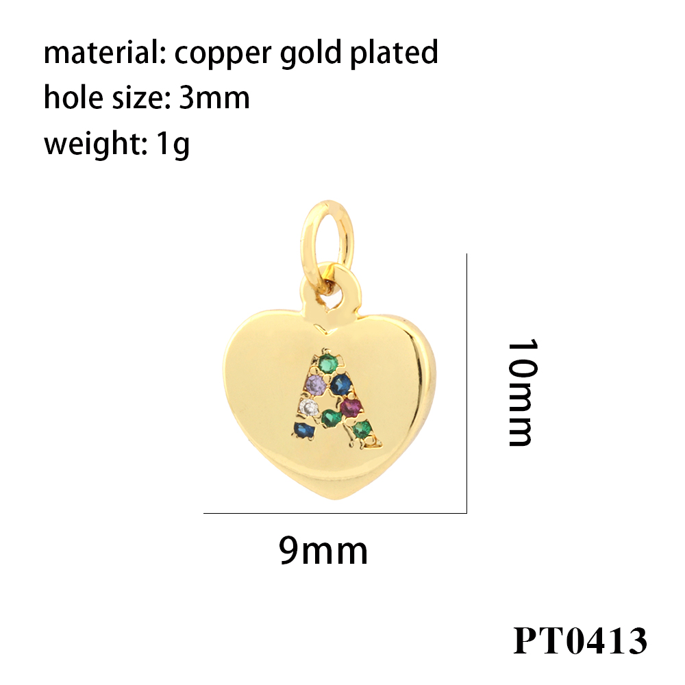 Romantic Simple Style Letter Heart Shape Copper Plating Inlay Zircon 18k Gold Plated Charms display picture 4