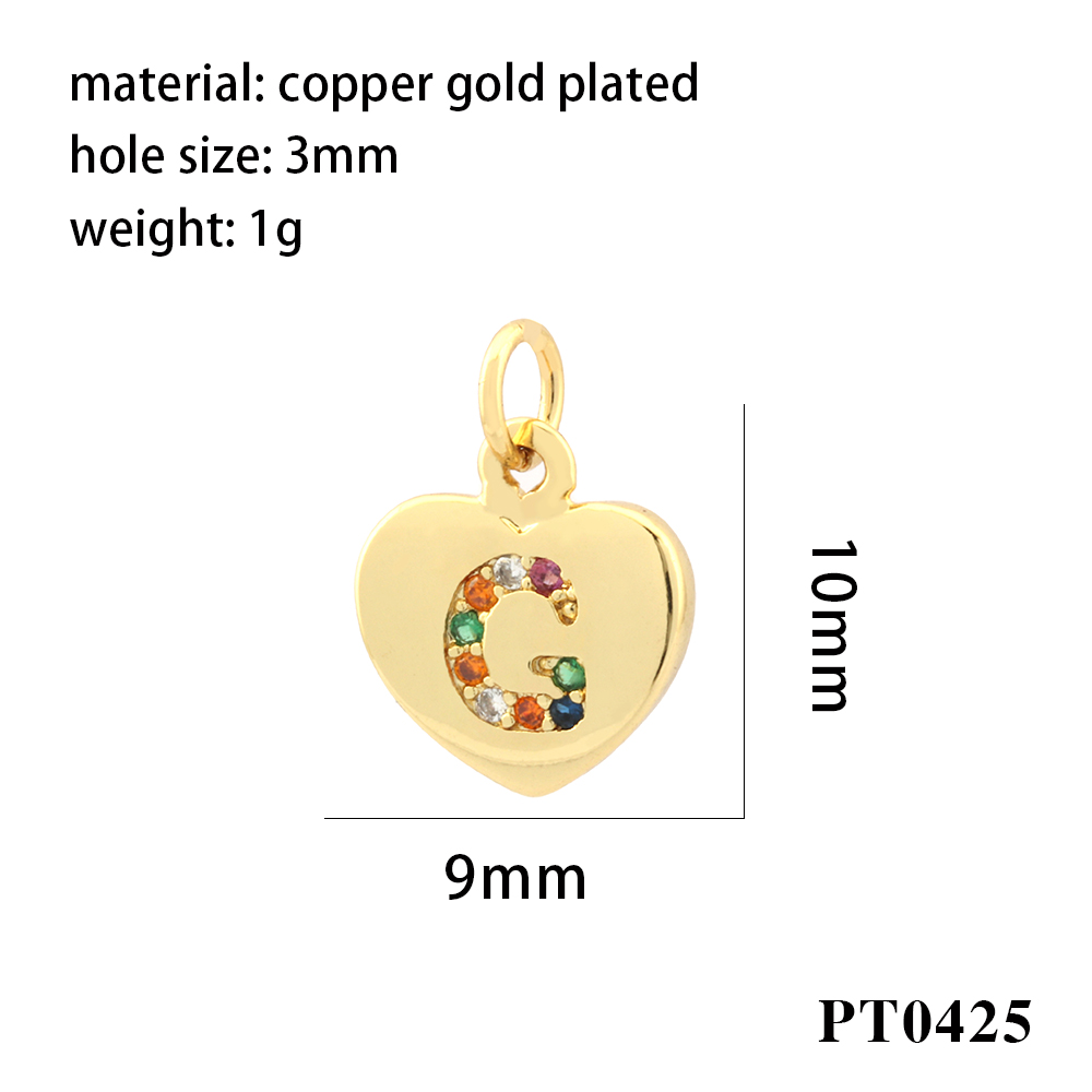 Romantic Simple Style Letter Heart Shape Copper Plating Inlay Zircon 18k Gold Plated Charms display picture 7