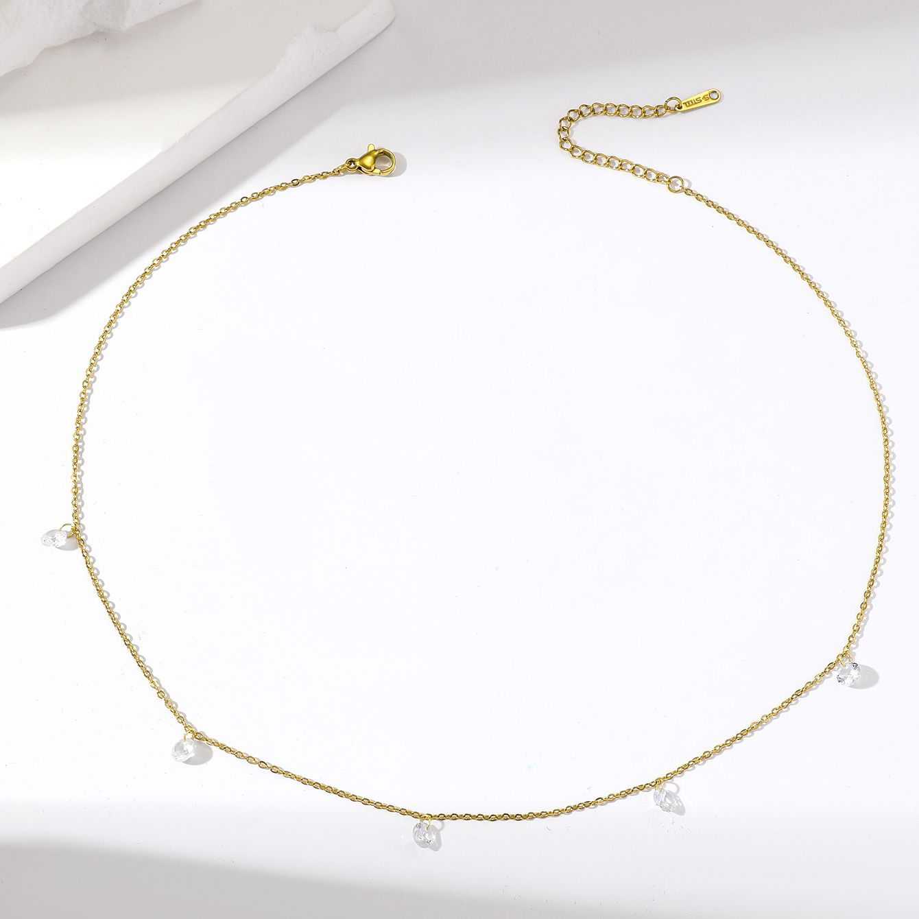 Wholesale Simple Style Circle Stainless Steel Plating Inlay 18k Gold Plated Zircon Necklace display picture 1