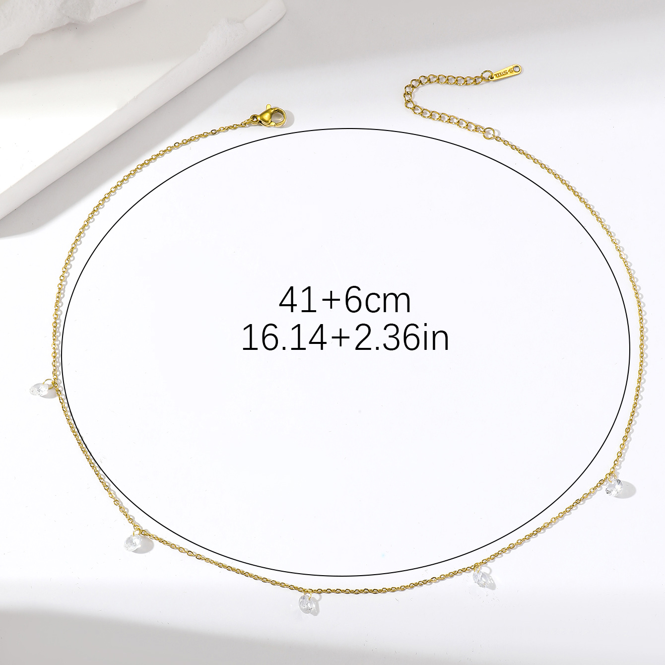 De Gros Style Simple Cercle Acier Inoxydable Placage Incruster Plaqué Or 18k Zircon Collier display picture 4