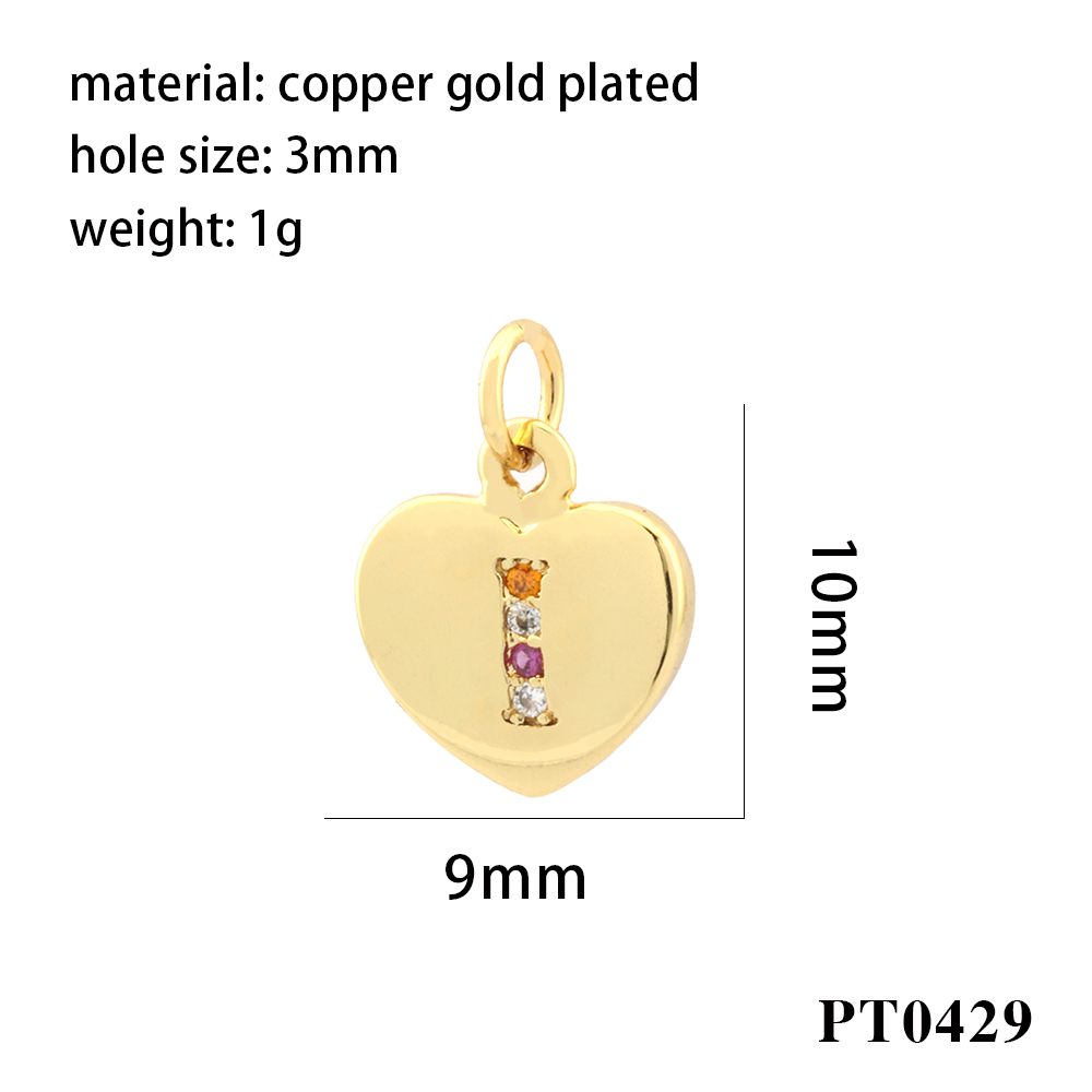 Romantic Simple Style Letter Heart Shape Copper Plating Inlay Zircon 18k Gold Plated Charms display picture 9
