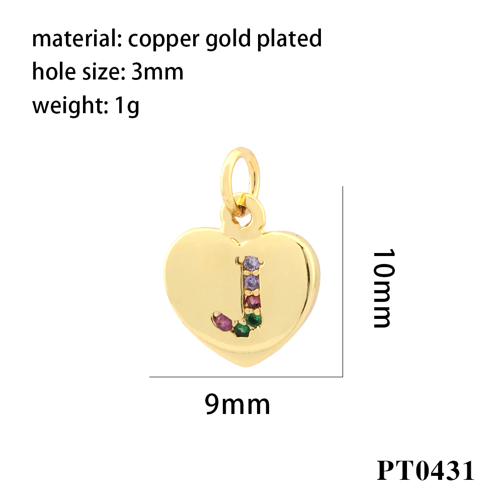Romantic Simple Style Letter Heart Shape Copper Plating Inlay Zircon 18k Gold Plated Charms display picture 11