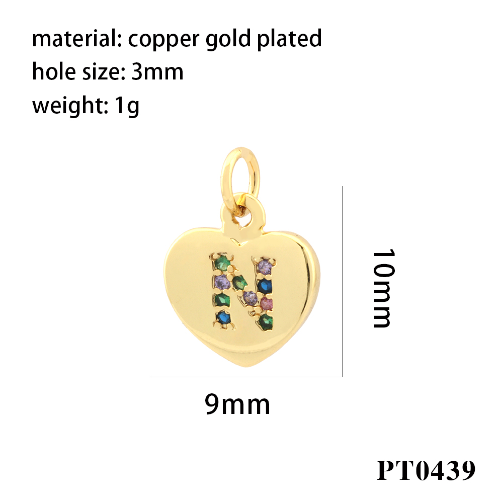 Romantic Simple Style Letter Heart Shape Copper Plating Inlay Zircon 18k Gold Plated Charms display picture 25