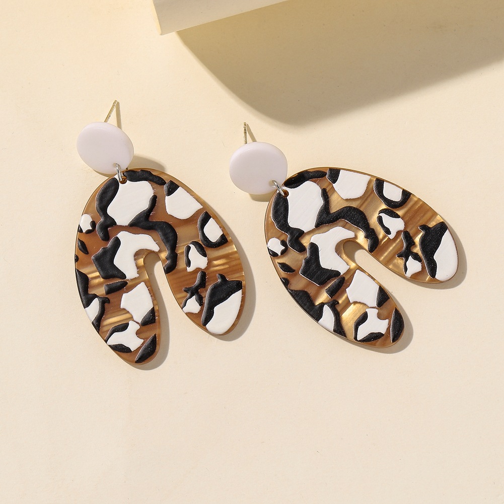 1 Pair Vintage Style Geometric Color Block Arylic Drop Earrings display picture 1