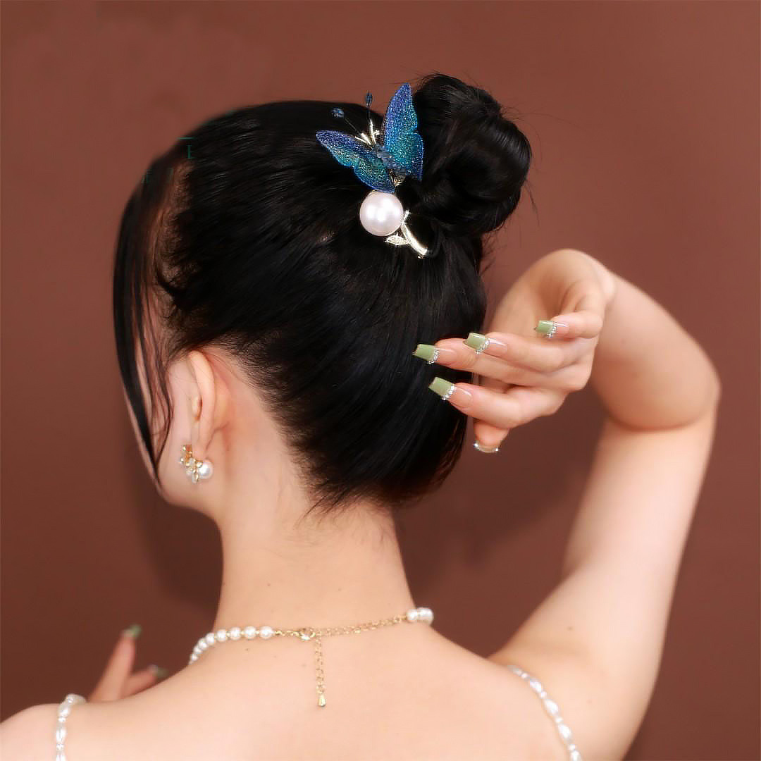Women's Retro Simple Style Butterfly Synthetics Alloy Embroidery Plating Inlay Rhinestones Pearl Insert Comb display picture 1