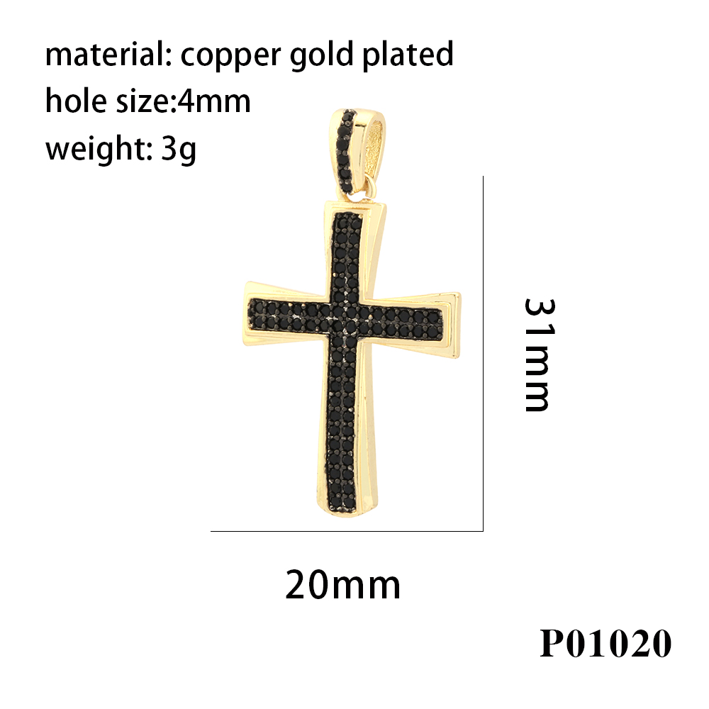 Hip-hop Simple Style Cross Copper Plating Inlay Zircon 18k Gold Plated Charms display picture 5
