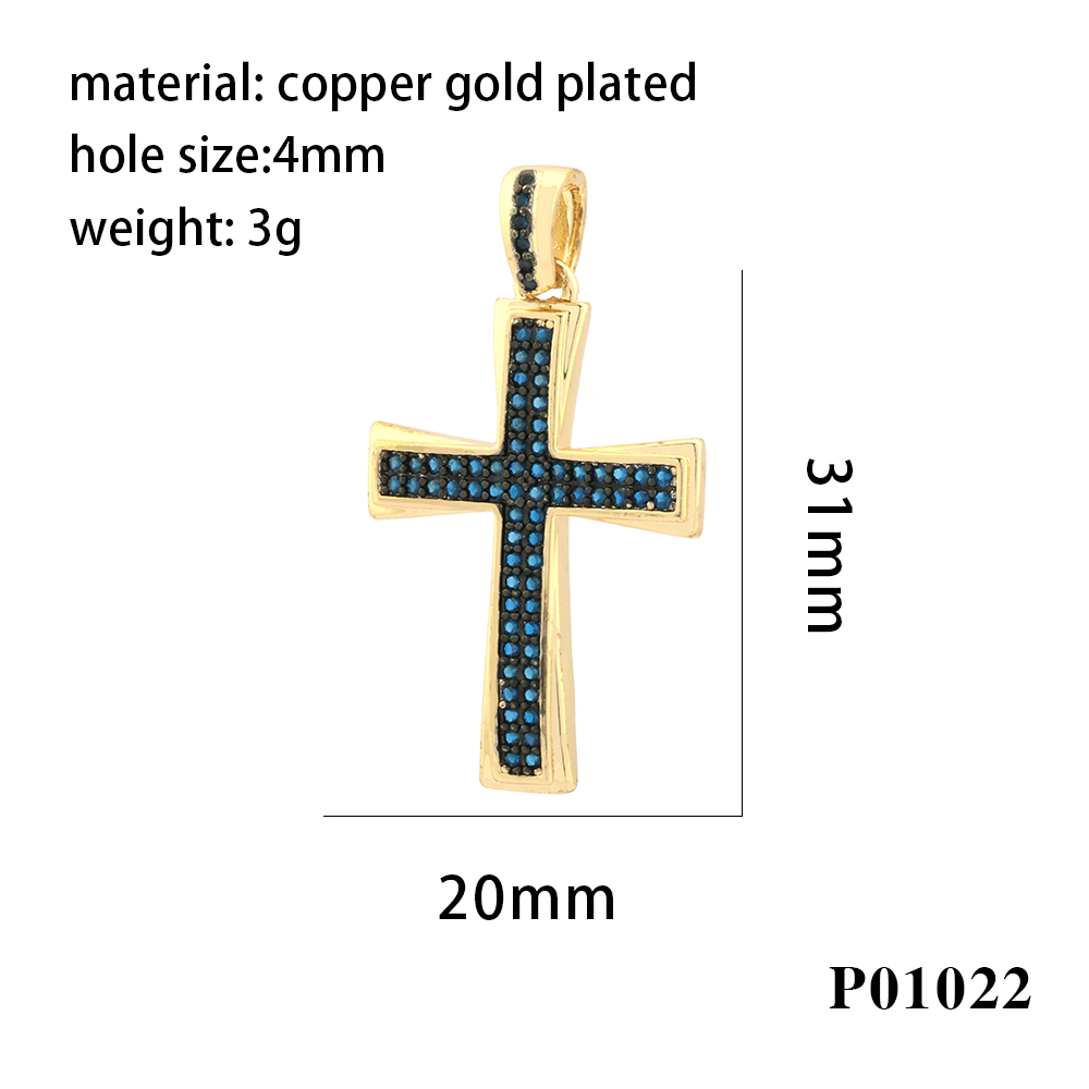 Hip-hop Simple Style Cross Copper Plating Inlay Zircon 18k Gold Plated Charms display picture 7