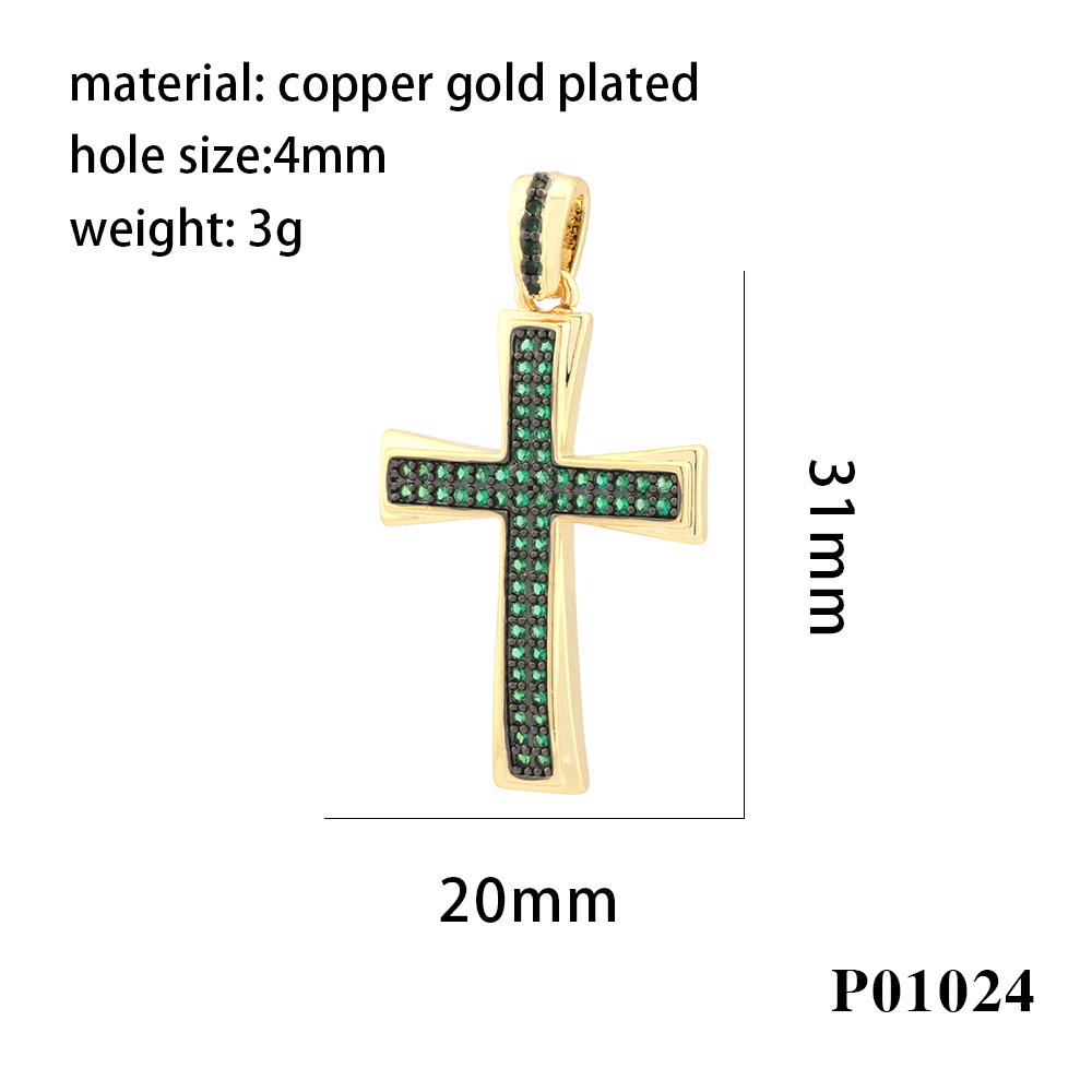 Hip-hop Simple Style Cross Copper Plating Inlay Zircon 18k Gold Plated Charms display picture 9