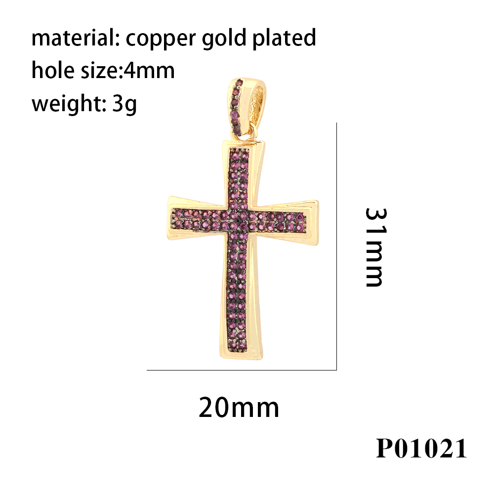 Hip-hop Simple Style Cross Copper Plating Inlay Zircon 18k Gold Plated Charms display picture 6