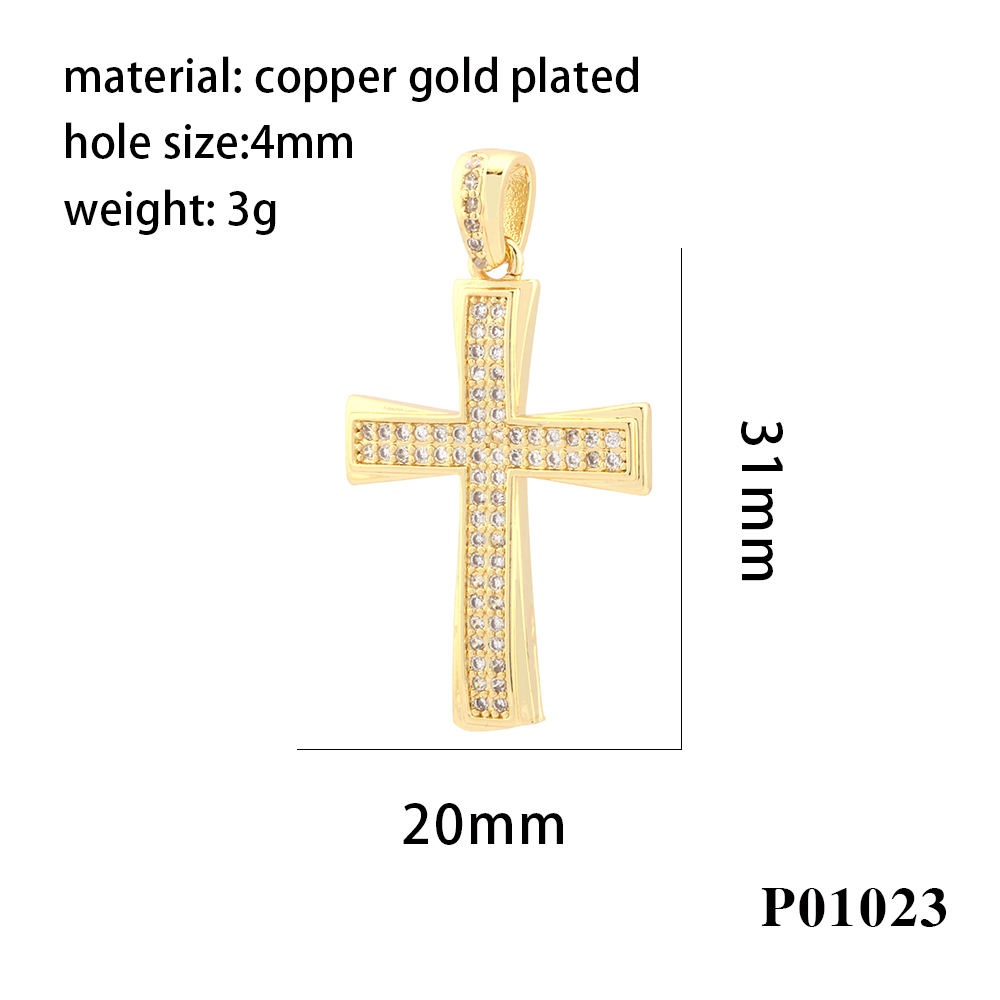 Hip-hop Simple Style Cross Copper Plating Inlay Zircon 18k Gold Plated Charms display picture 8
