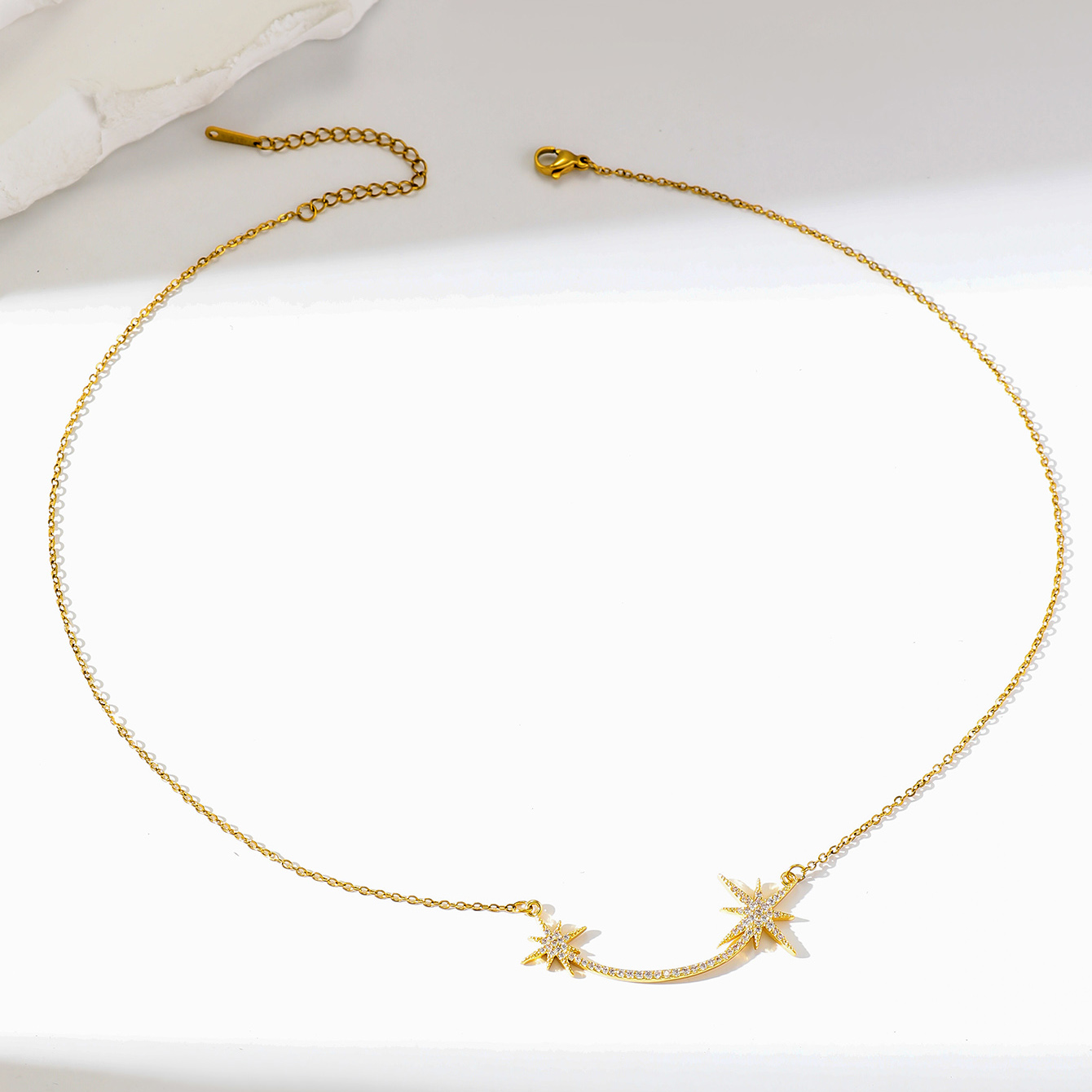 Simple Style Commute Solid Color Stainless Steel Inlay Zircon 14k Gold Plated Necklace display picture 1