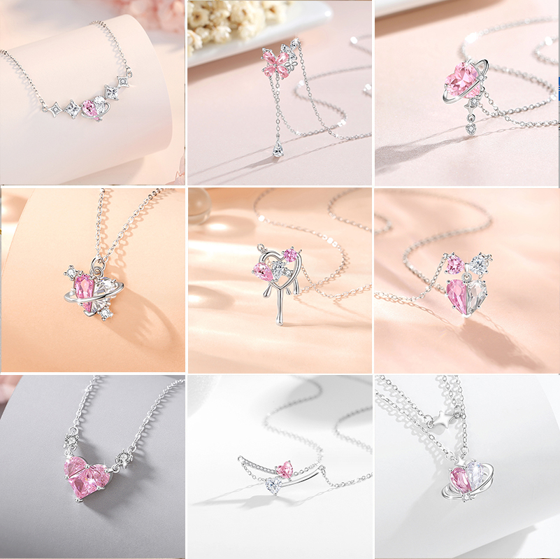 Sweet Classic Style Heart Shape Sterling Silver Plating Inlay Zircon White Gold Plated Pendant Necklace display picture 1