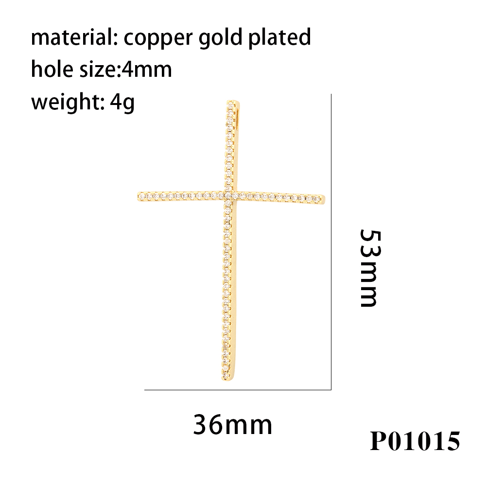 Simple Style Cross Copper Plating Inlay Zircon 18k Gold Plated Charms display picture 6