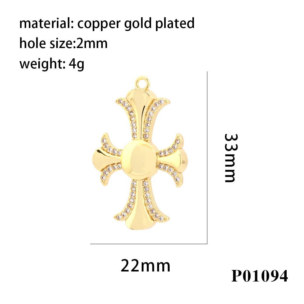 Simple Style Cross Copper Plating Inlay Zircon 18k Gold Plated Charms display picture 10
