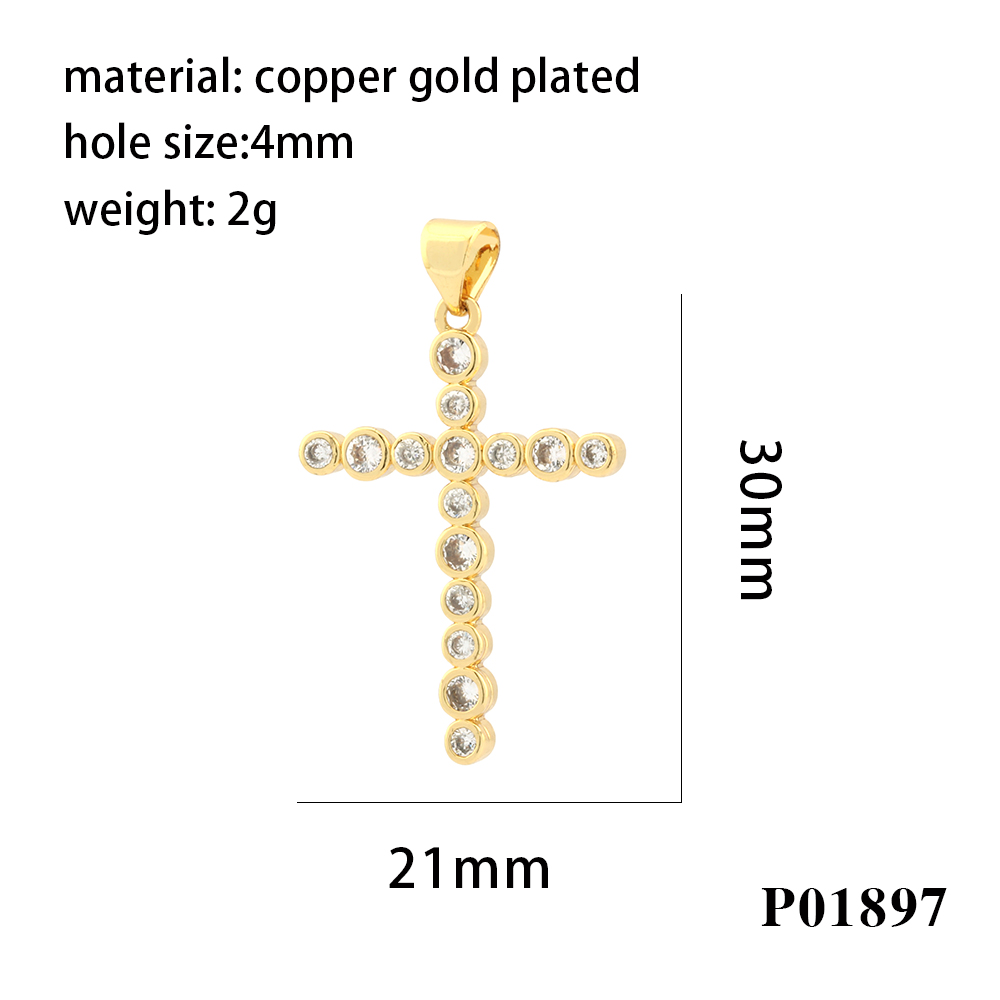 Simple Style Cross Copper Plating Inlay Zircon 18k Gold Plated Charms display picture 9