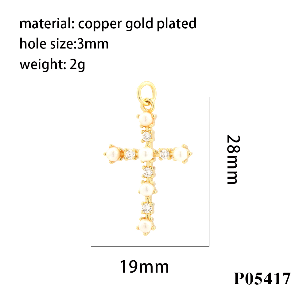 Simple Style Cross Copper Plating Inlay Zircon 18k Gold Plated Charms display picture 11